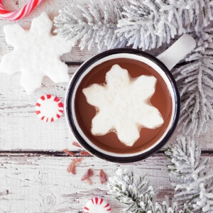 Hot chocolate and peppermint